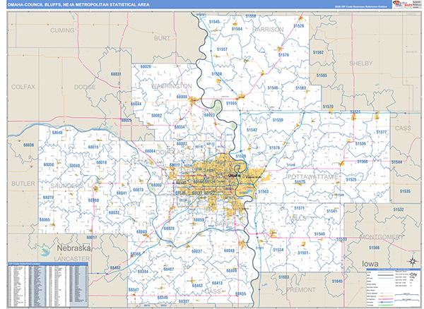Omaha-Council Bluffs Metro Area Wall Map